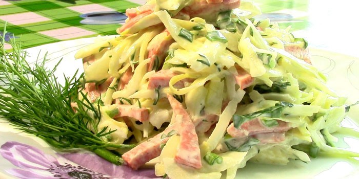 Салат из капусты и колбасы - рецепты приготовления из белокочанной, краснокочанной, цветной и квашенной