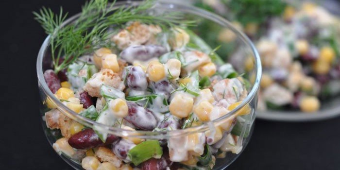 Салат с фасолью и ветчиной: рецепты