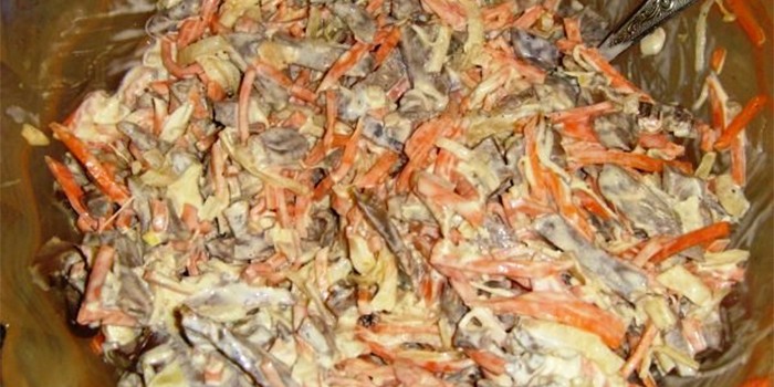 Салат с куриными желудками - пошаговые рецепты приготовления теплого и холодного в домашних условиях с фото